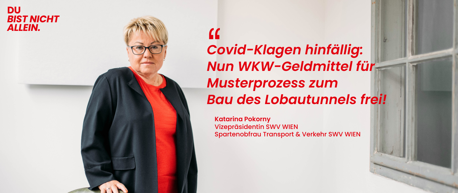 Ein Poster von der Katrina Pokorny, bezüglich der Covid-Klagen.
